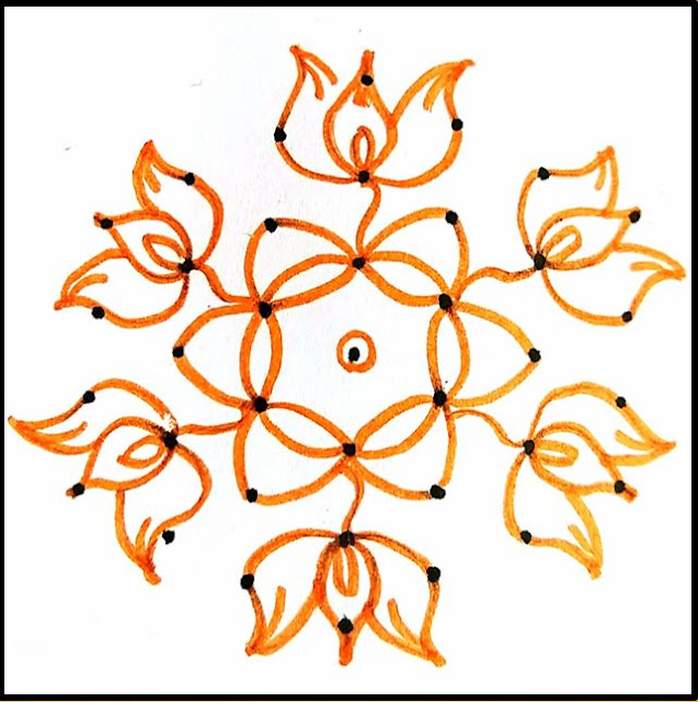 Rekha's Rangolis Lotus Rangoli 7 Dots Kolam 7 Dots Rangoli