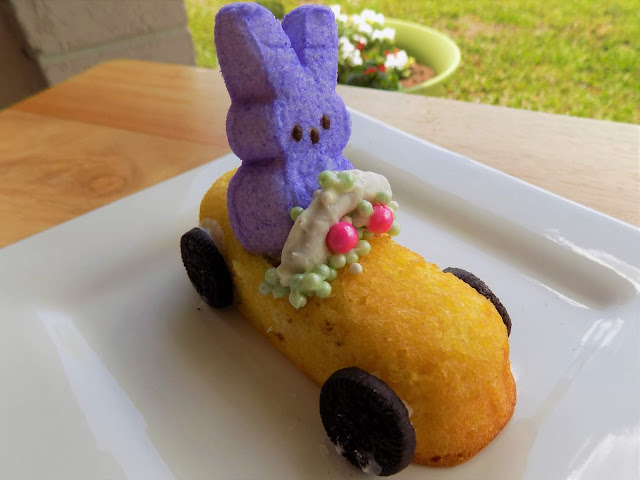 A picture of a completed Easter Bunny Car