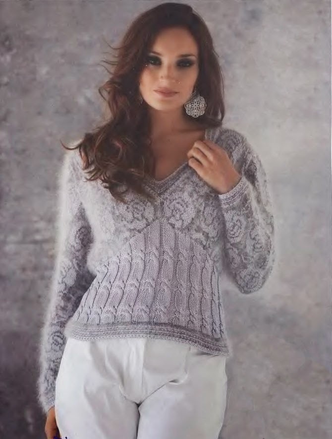 Irina: My Knitting. Pullover with Roses. Patterns.