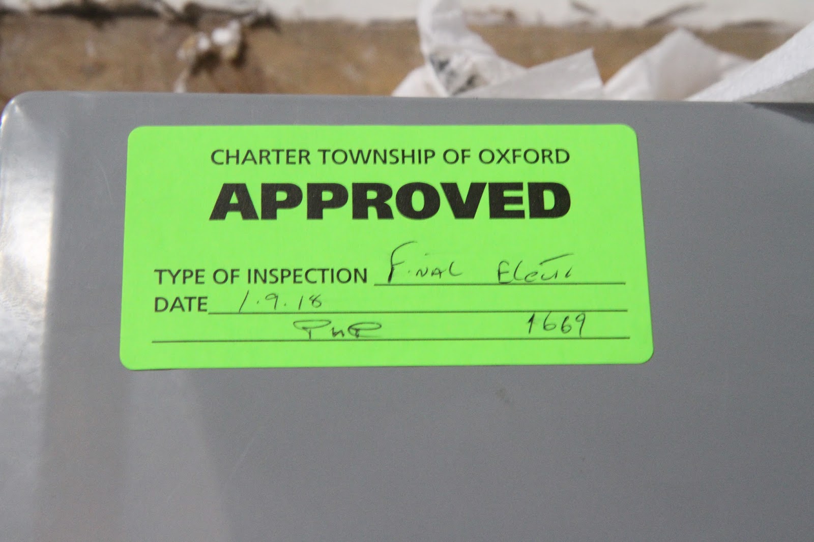 Our Lake Fortress Final Electrical Inspection Passed