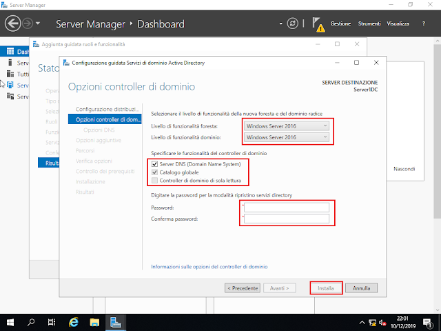 Windows Server 2019, Opzioni controller di dominio