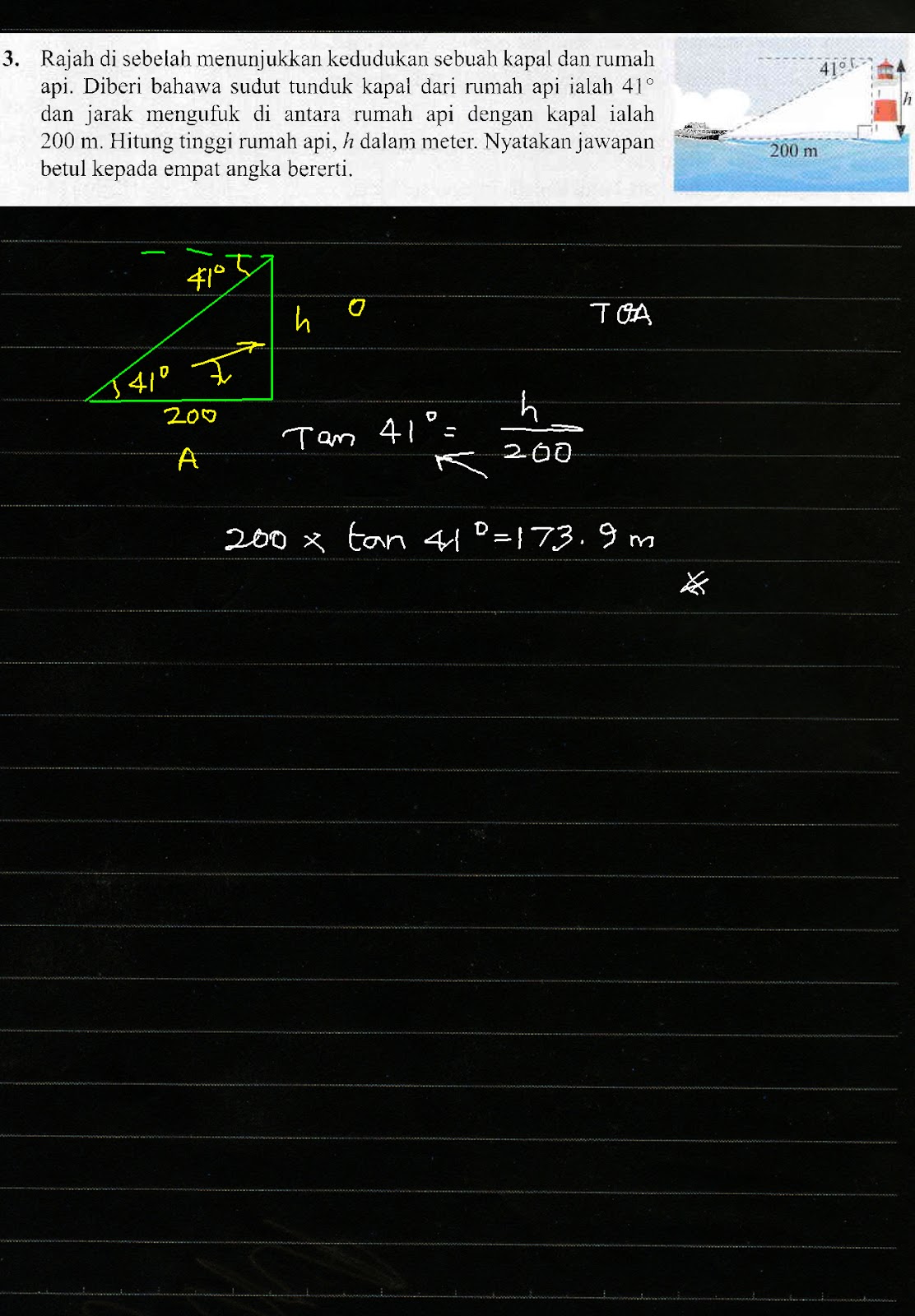 Cikgu Azman Bukit Jalil Matematik Tingkatan 3 Nisbah Trigonometri Uji Minda 5 1i 1