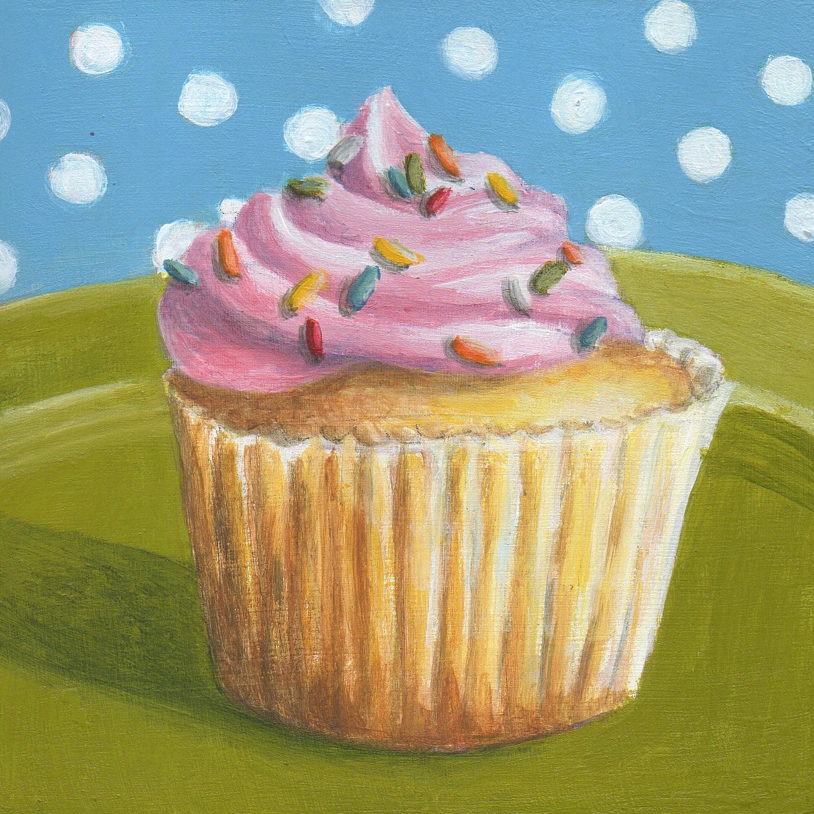 Debbie Shirley Art Cupcake 2 Original Small Acrylic Painting, Food
