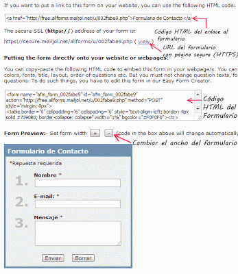 Formulario de contacto terminado