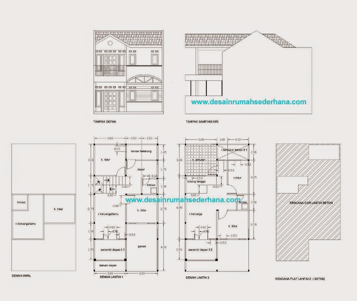  Tampak  Depan  Rumah  Minimalis 2  Lantai  Autocad  Desain 