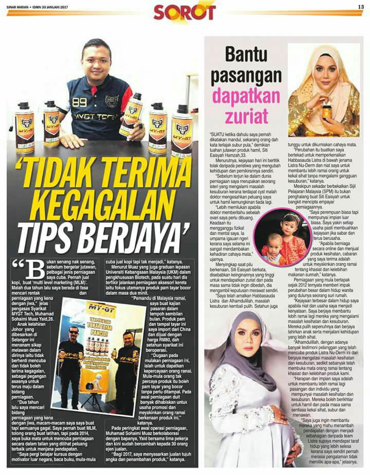 KERATAN AKHBAR SINAR 30 JANUARI 2017