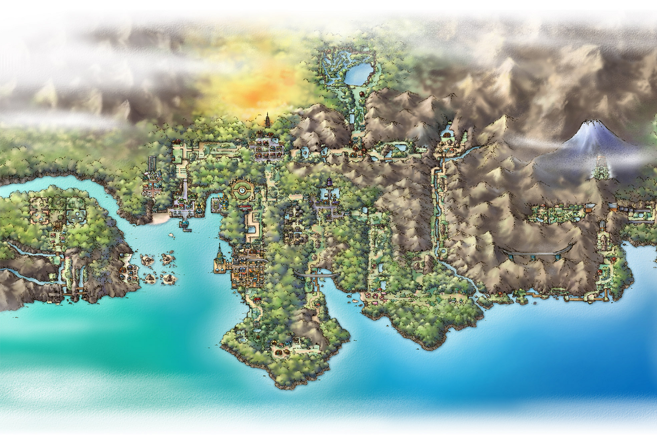 Locais da série Pokémon: Hoenn, Johto, Kanto, Sinnoh, Cidades de Hoenn,  Cidades de Kanto, Cidades de Sinnoh, Cidades de Johto
