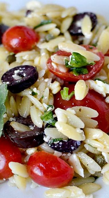 Description Mediterranean Orzo Salad is a simple vegetarian side dish recipe that's packed with fresh and zesty flavors.