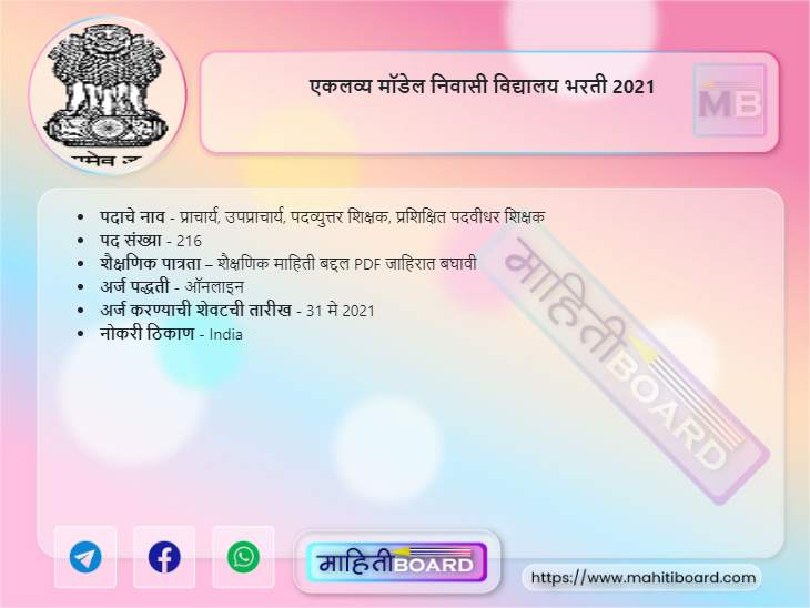 Eklavya Model Residential School Recruitment 2021