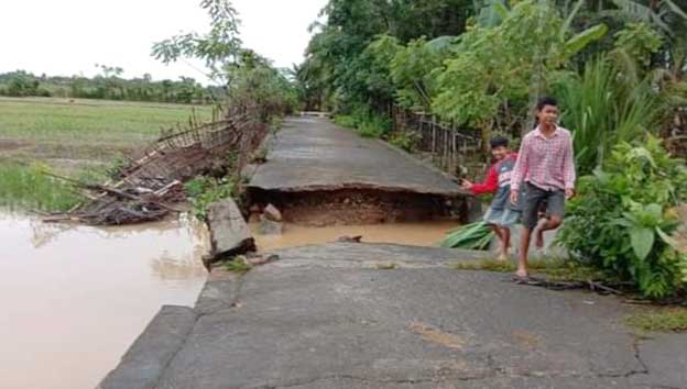 Jembatan di Binjai Tapan Putus Diterjang Banjir