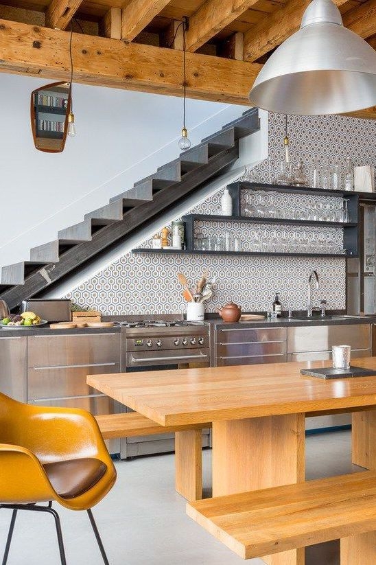 30 Elegant Kitchen Under The Stairs Design | ARA HOME