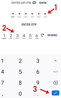 enter upi pin and enter otp and click write icon