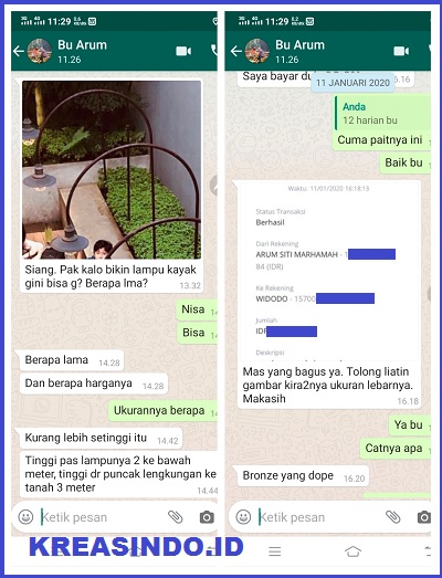 Repeat Order Tiang Lampu Taman Besi oleh Bu Arum di Ciputat Tangerang Selatan