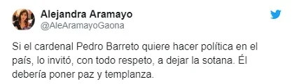 Twitter Alejandra Aramayo contra Barreto