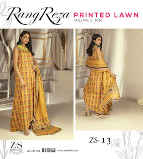 ZS Textile Reza Vol 1 Original Lawn Pakistani Collection 2020 New Design