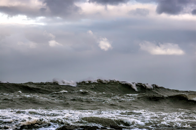 Choppy waves on the North Sea at Whitley Bay