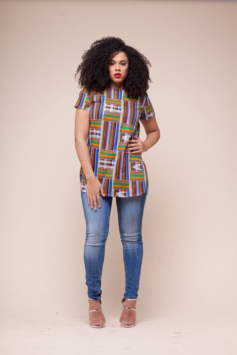 Simple Ankara Tops On Jeans Denim And Ankara Designs