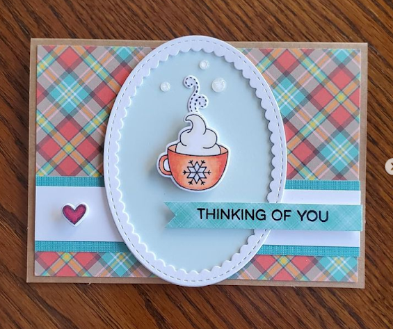 Thinking of you by Stacey features Cup of Cocoa by Newton's Nook Designs; #inkypaws, #newtonsnook, #plaid, #cardmaking, #cocoacards