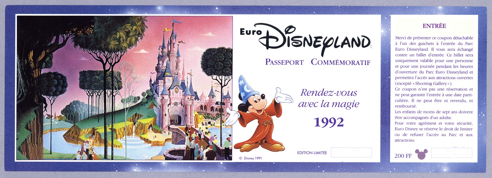 Vintage Disneyland Tickets: Euro Disneyland Commemorative - 1992