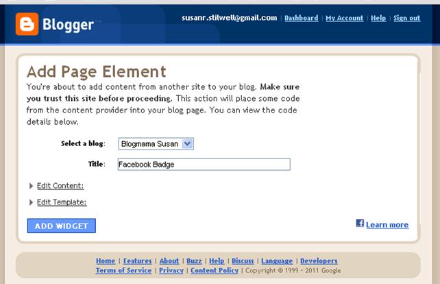 Blogmama Susan: Adding Facebook and Twitter Buttons to your blog