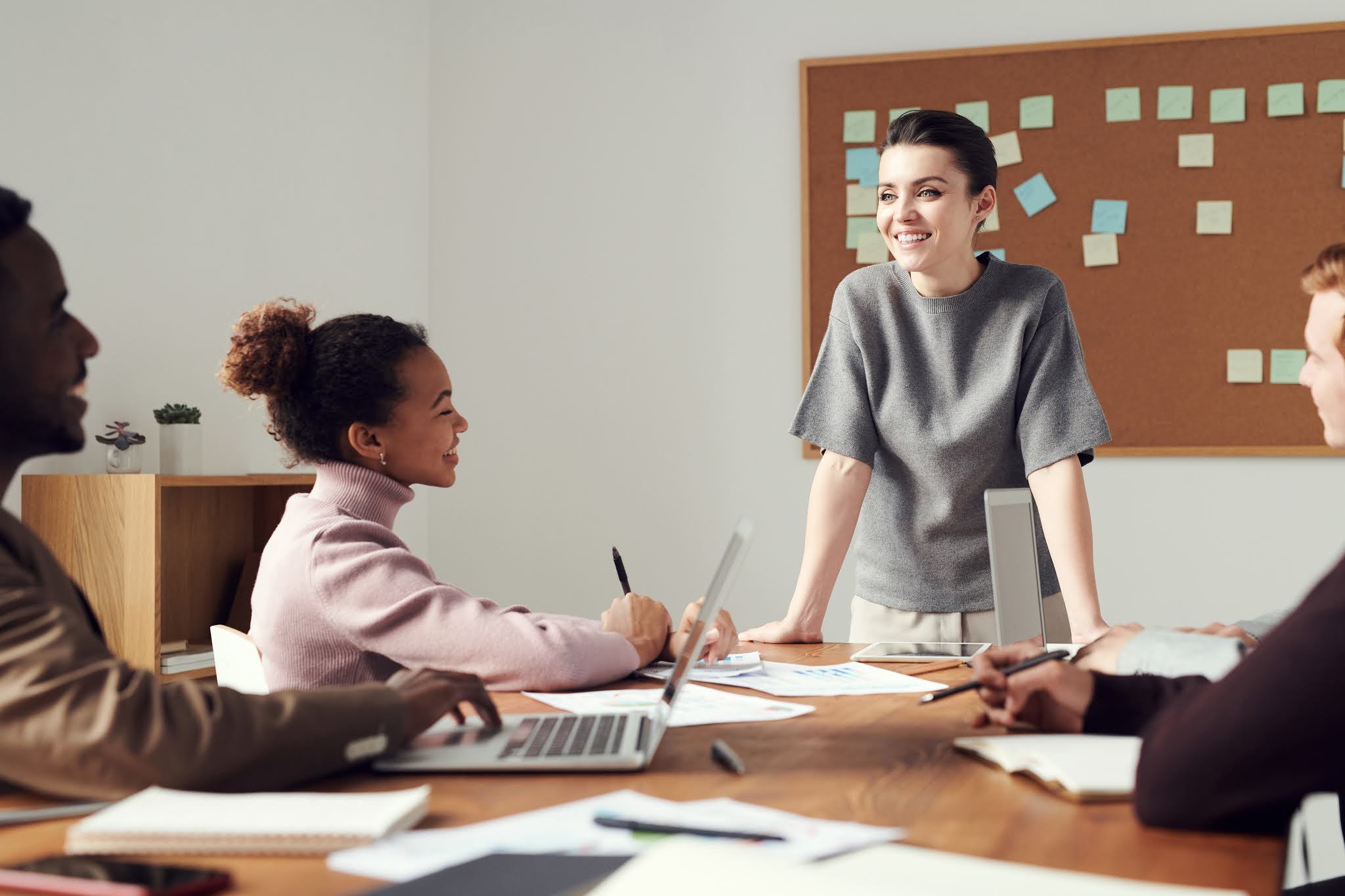 Female leader communicating at work