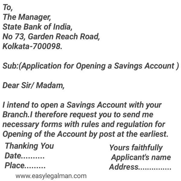 How to Write a Letter for Opening Saving Account EASY LEGAL MAN