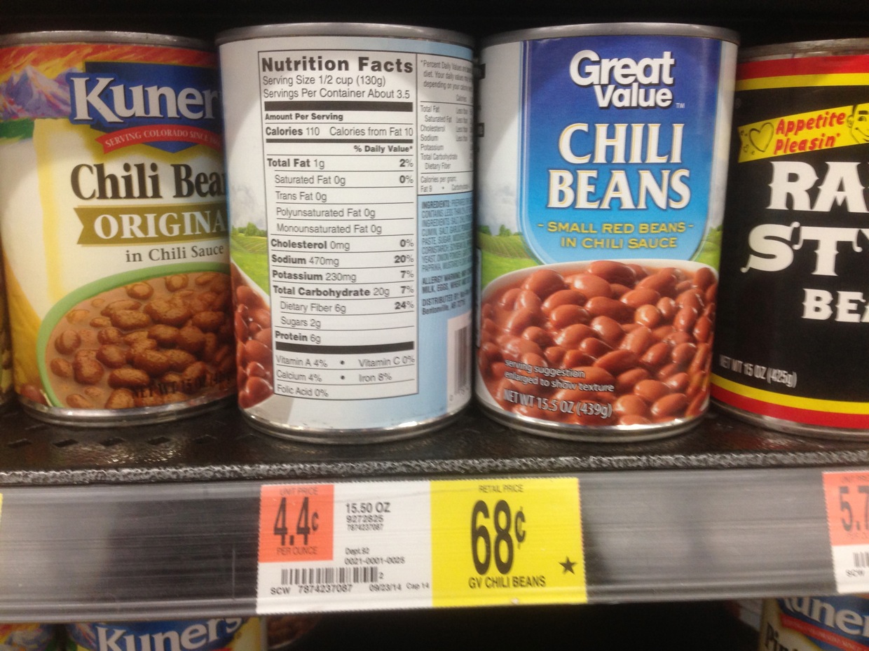 Healthy Grocery Chili Beans, Great Value Walmart