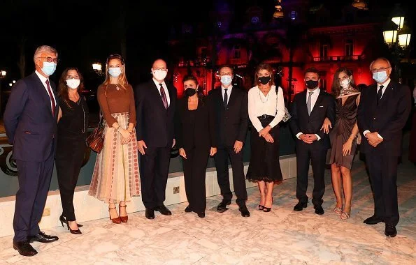 Prince Albert of Monaco, Princess Caroline of Hannover and Beatrice Borromeo Casiraghi attended an outdoor concert by Cecilia Bartoli