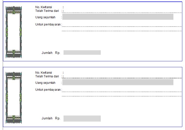 Contoh Form Kwitansi Microsoft Excel