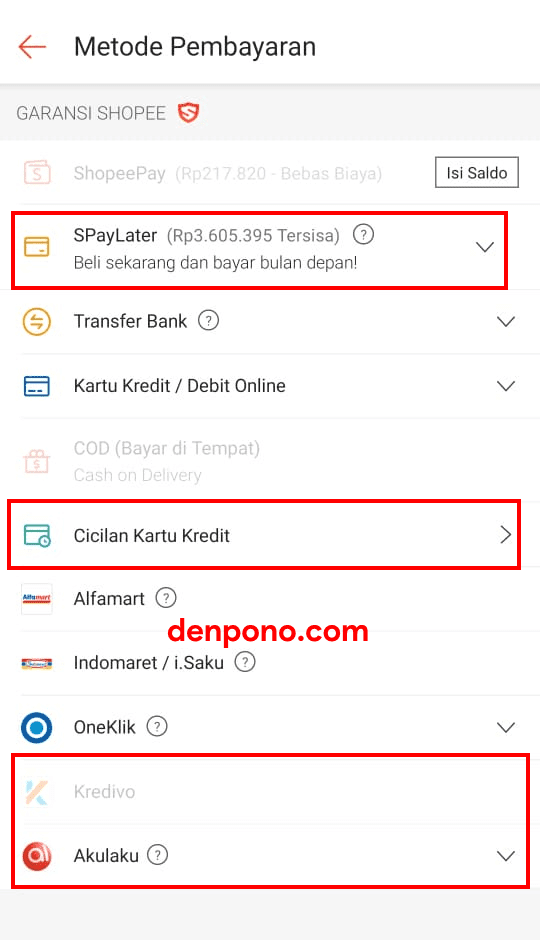 metode pembayaran kredit atau cicil di shopee