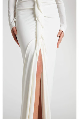 Weddings by K'Mich- wedding planning - wedding dress - white crepe ruffle dress with slit - roland mouret