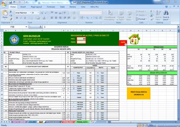 Aplikasi SKP Guru PNS Terbaru Format Microsoft Excel