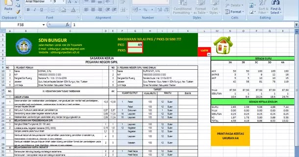 Aplikasi Skp Guru Pns Terbaru Format Microsoft Excel Berkas Edukasi