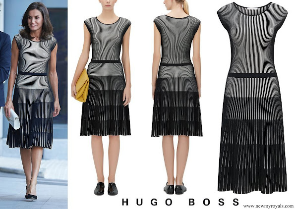 Queen Letizia wore Hugo Boss Franca Stretch Cotton Dress