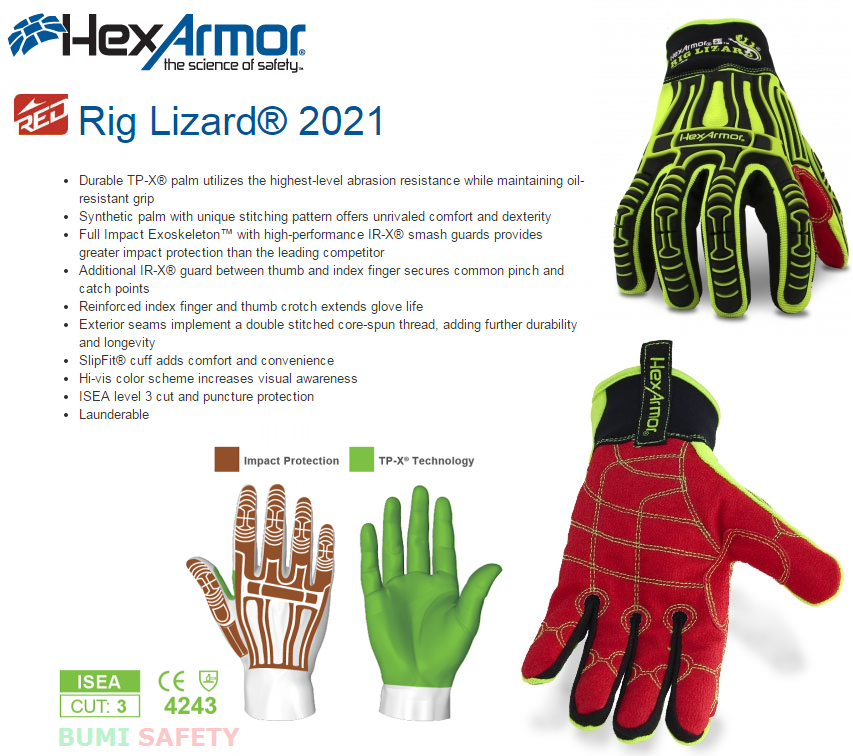 Bumi Safety HexArmor® Safety Impact and Cut Resistant Gloves Rig