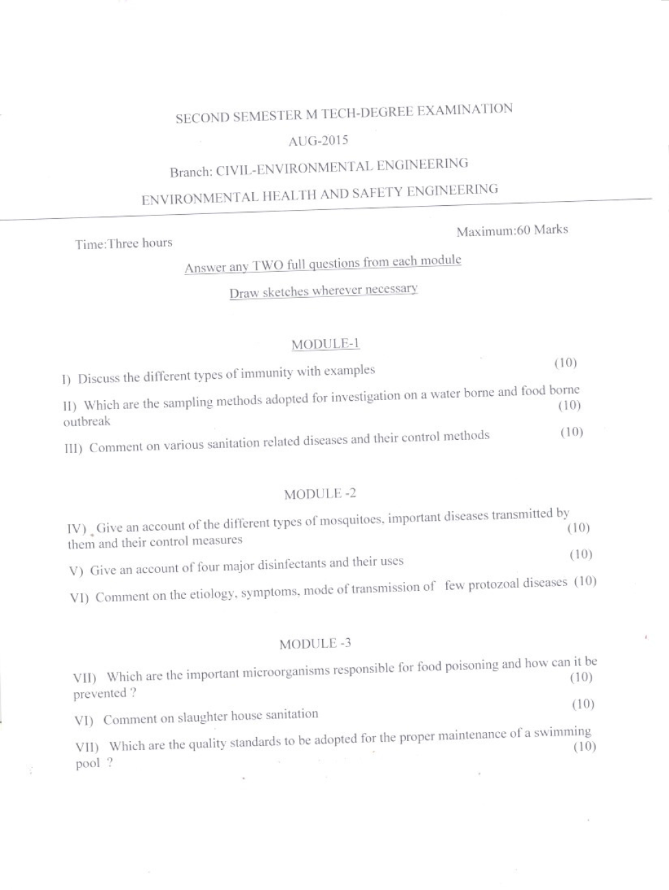 Kerala University M.Tech. Environmental Health And Safety Engineering