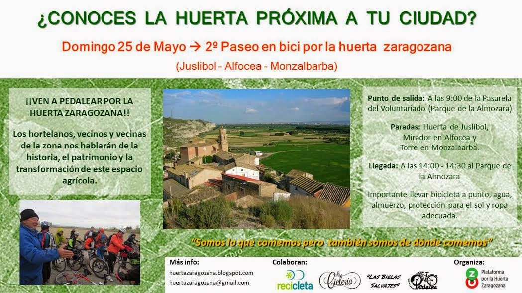 Plataforma por la Huerta Zaragozana 2º PASEO EN BICI POR LA HUERTA ZARAGOZANA