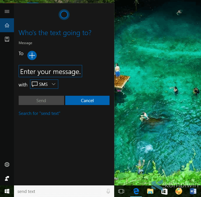 Cara Kirim SMS dari Windows 10 PC lewat Cortana 10