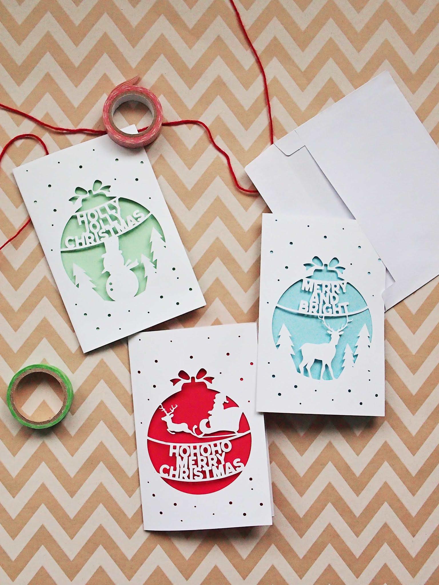DIY Paper Cutout Christmas Holiday Cards