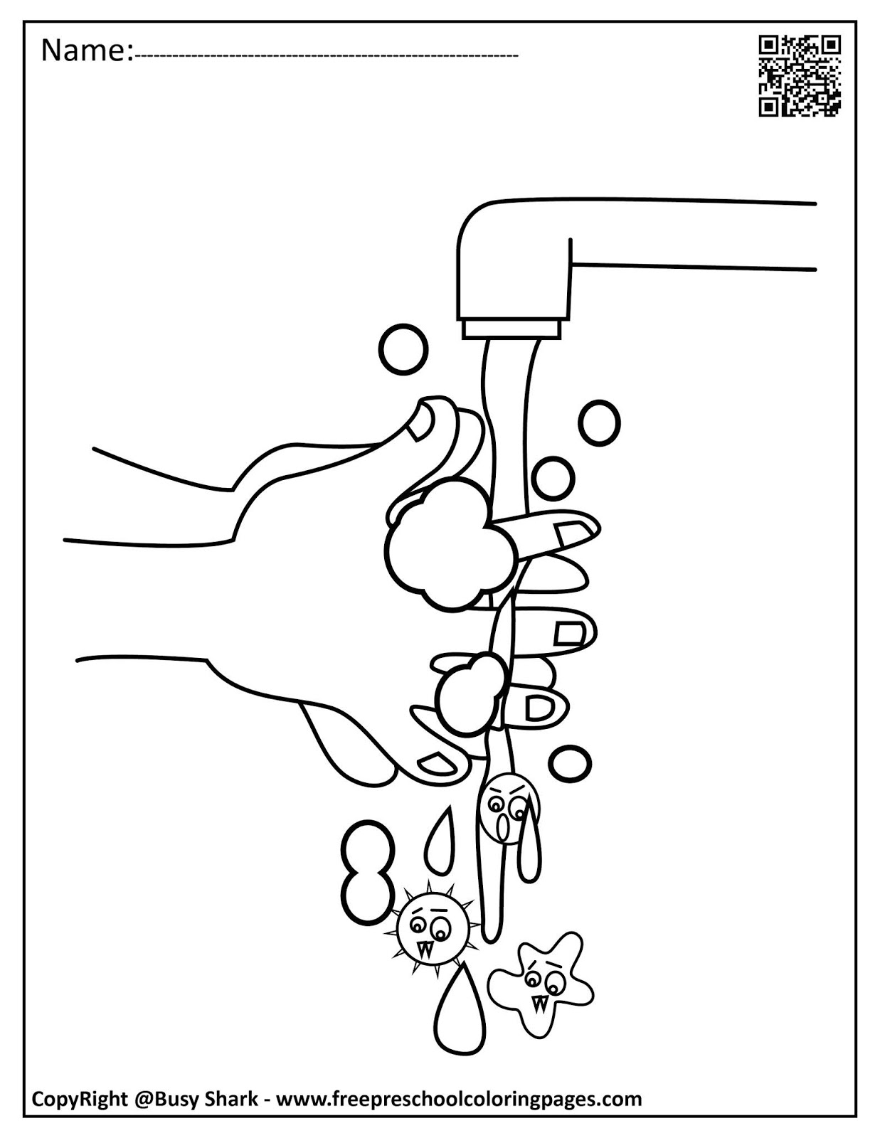 Set of Hand Washing and germs coloring pages