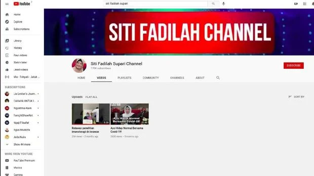 2 Video Eks Menkes Siti Fadilah Di-takedown YouTube, Diduga Ini Penyebabnya