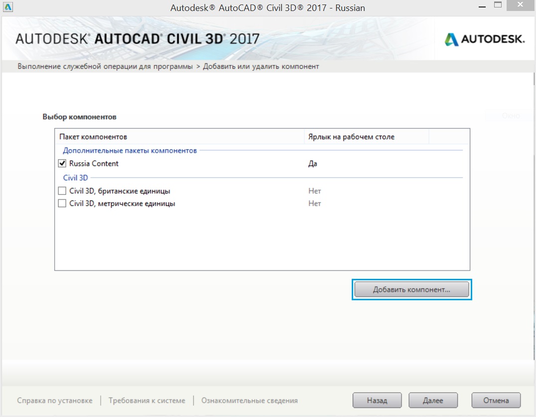 Пакет Адаптации Civil 3D 2017