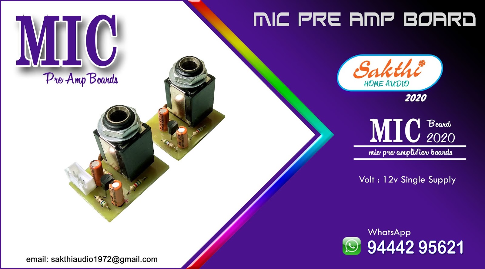 SAKTHI AUDIO CHENNAI SALEM MIC PRE AMP BOARDS