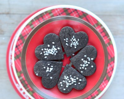 Chocolate Shortbread Cookies, a love letter to nurses ♥ KitchenParade.com, tender, crisp and barely sweet.