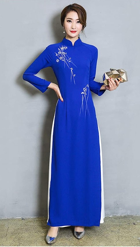 Blue Cheongsam Dress Qipao For Women