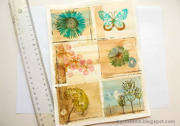 Layers of ink - Nature Sampler Art Journal Page Tutorial by Anna-Karin Evaldsson.  Stamp with Simon Says Stamp Anna's Flowers.