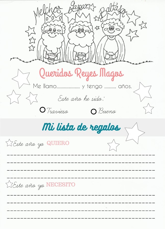 carta para los reyes magos