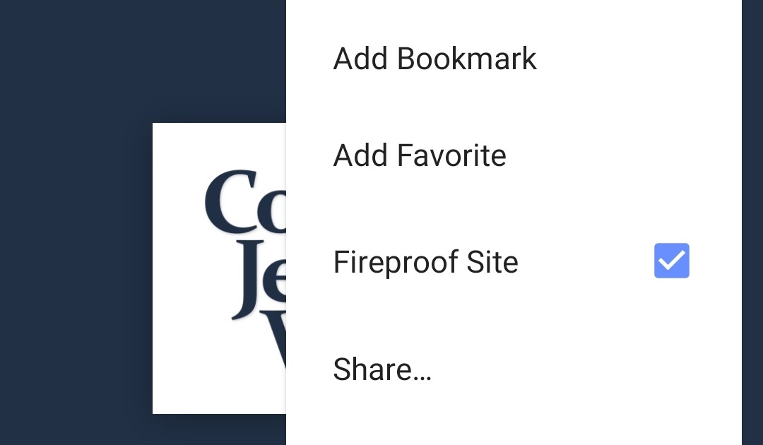 What does fireproof site means in DuckDuckGo?