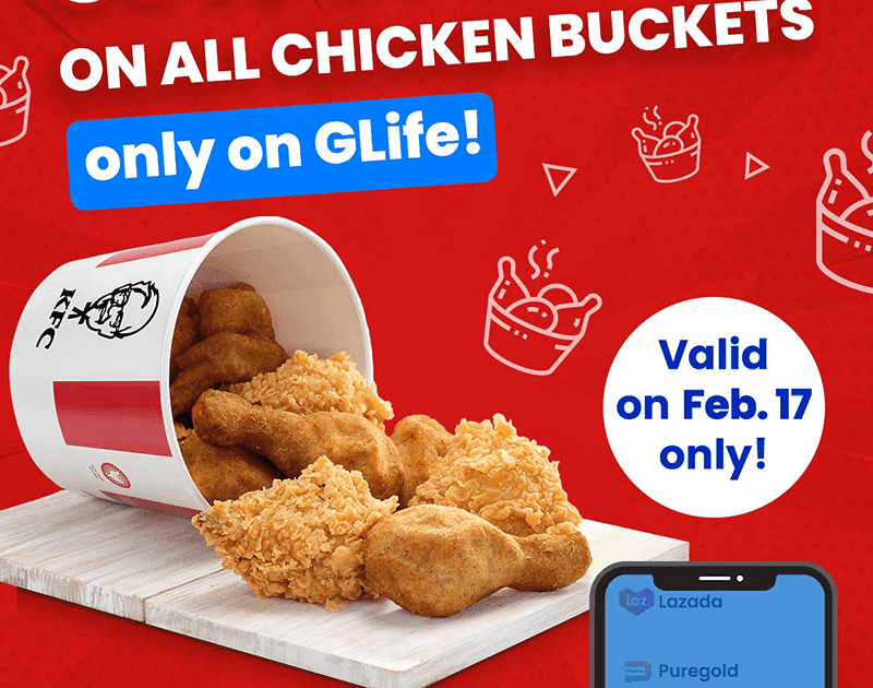 GCash's GLife offers 50 percent off on all KFC chicken buckets only for