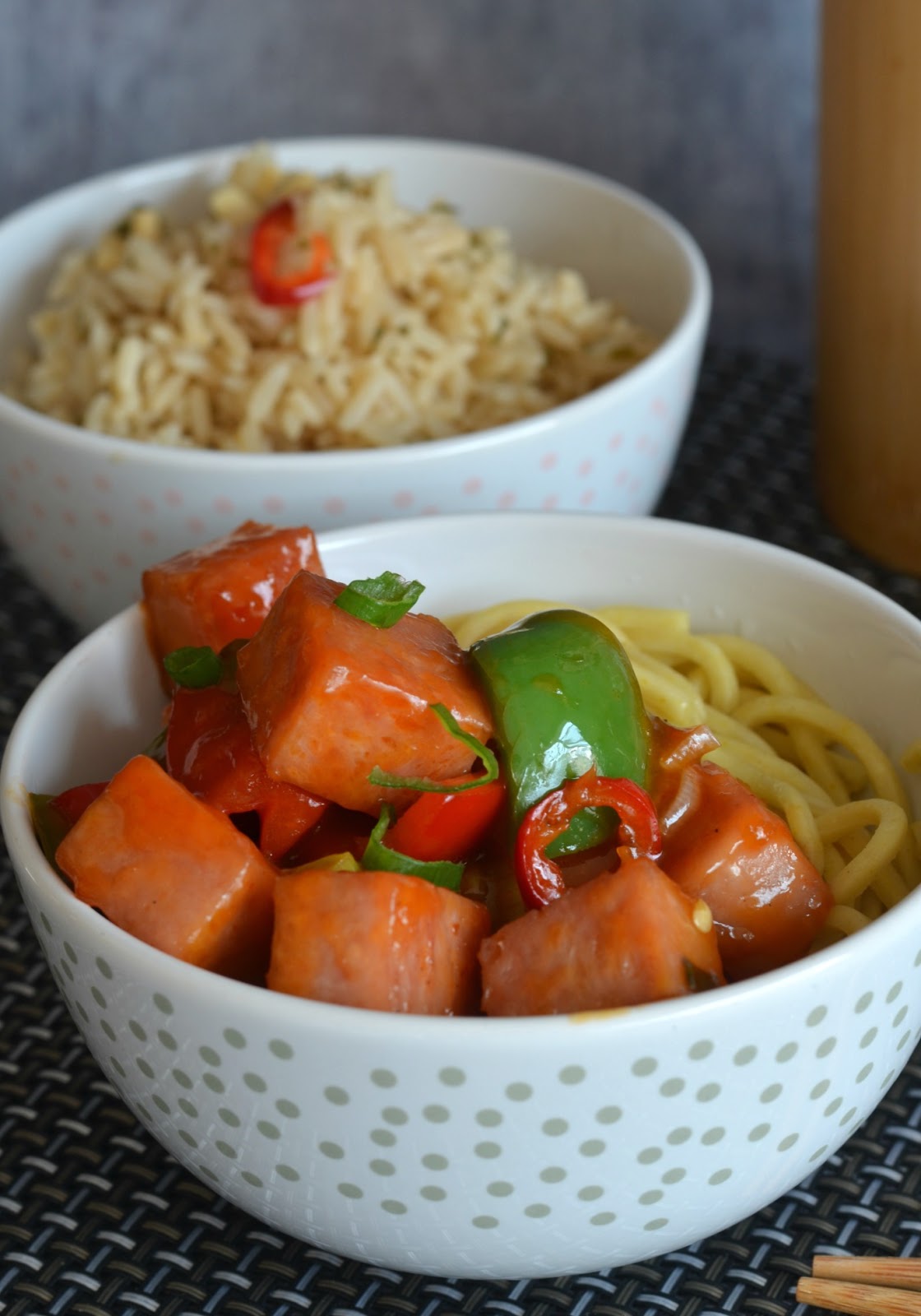 Chilli Sweet & Sour SPAM with Noodles